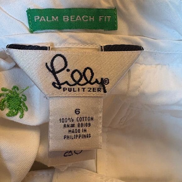 Lilly Pulitzer Size 6 Capri Pants Palm Beach Fit Embroidered Crab White Green - Picture 9 of 13